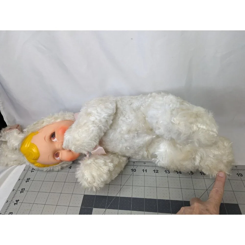 Rubber Face‎ Doll White Bunny Rabbit Vintage 18 Inch Stuffed Animal Toy